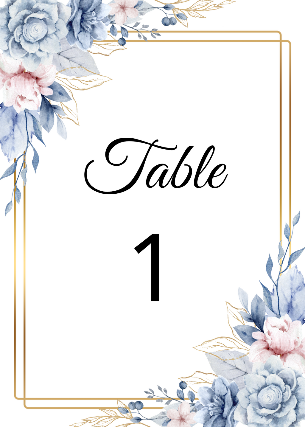Editable Blue & Gold Floral Wedding Package