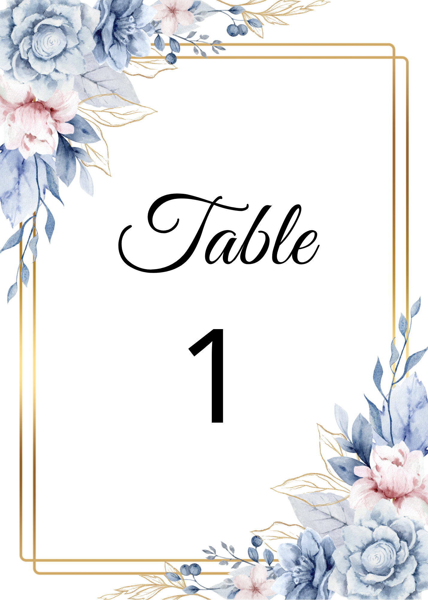Editable Blue & Gold Floral Wedding Package