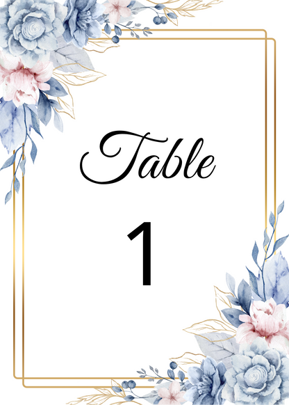 Editable Blue & Gold Floral Wedding Package