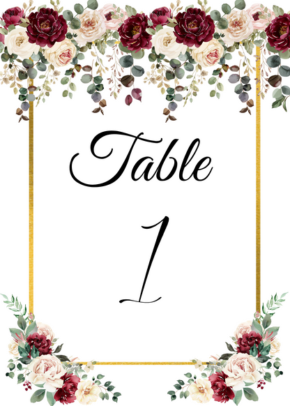 Editable Burgundy Rose 8 Piece Wedding Bundle