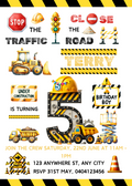 Editable Digital Construction Themed 5th Birthday Invitation