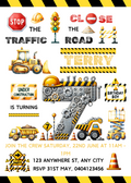 Editable Digital Construction Themed 7th Birthday Invitation