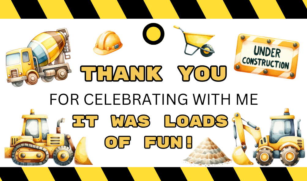 Editable Digital Construction Themed 4th Birthday Invitation