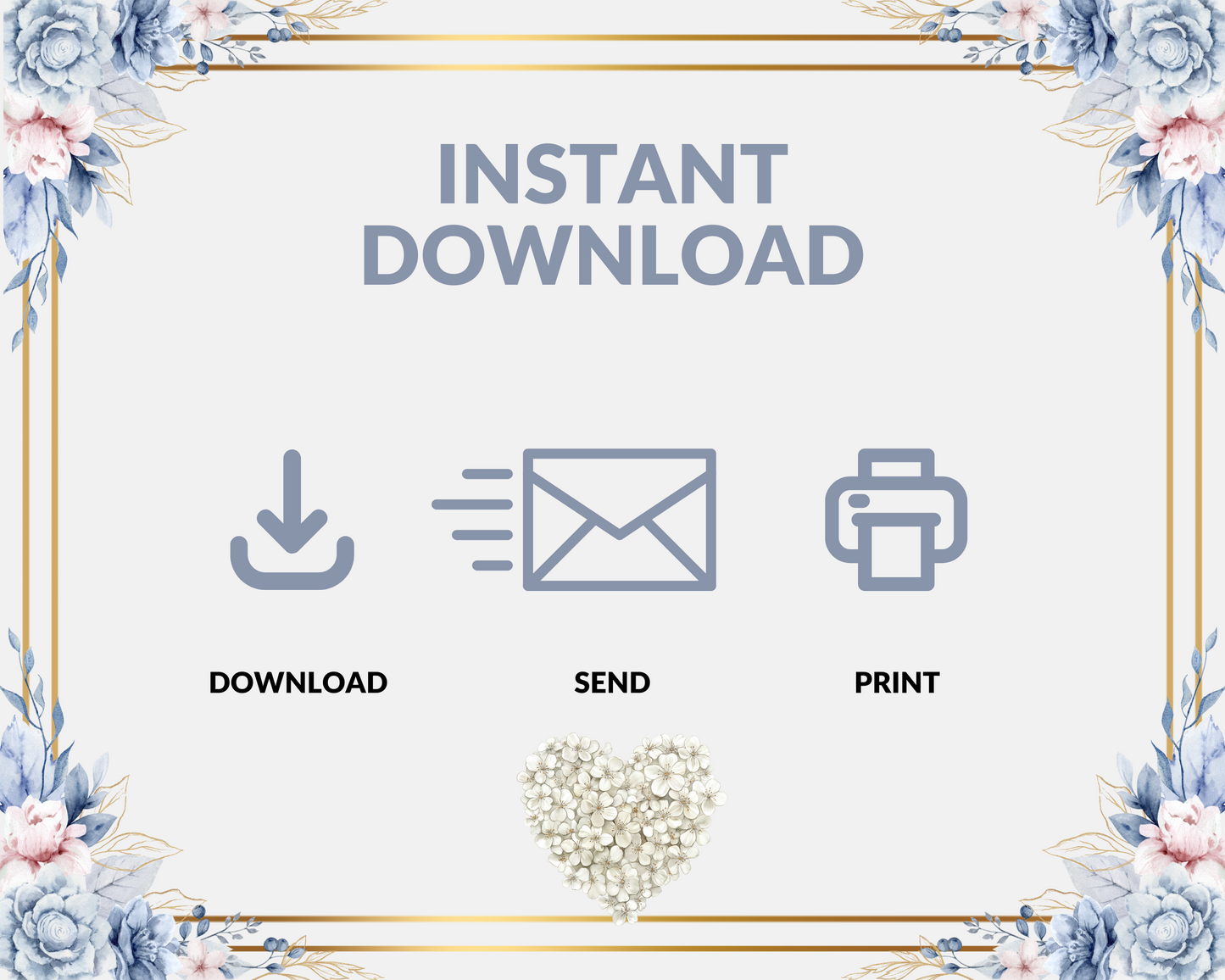 Editable Blue & Gold Floral Wedding Package
