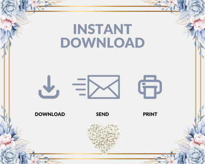 Editable Blue & Gold Floral Wedding Package