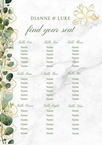Editable Eucalyptus & Gold Floral Wedding Package