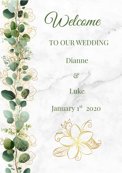 Editable Eucalyptus & Gold Floral Wedding Package