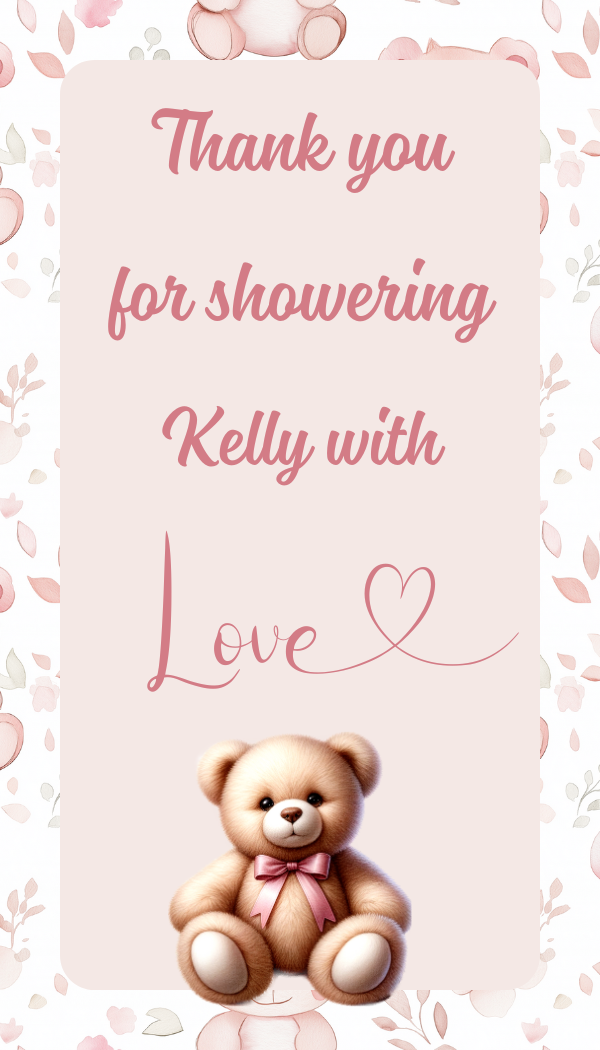 Editable Teddy & Flowers Baby Shower Invitation