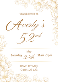 Editable Gold Flower Birthday Invitation