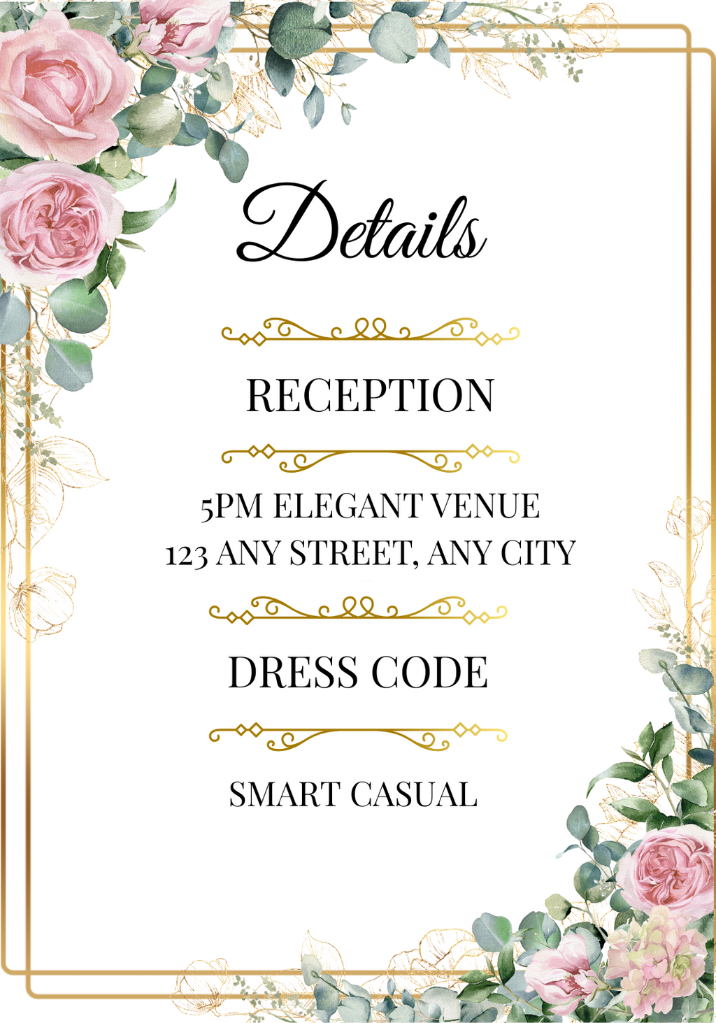 Editable Blush Floral & Gold 4 Piece Wedding Bundle