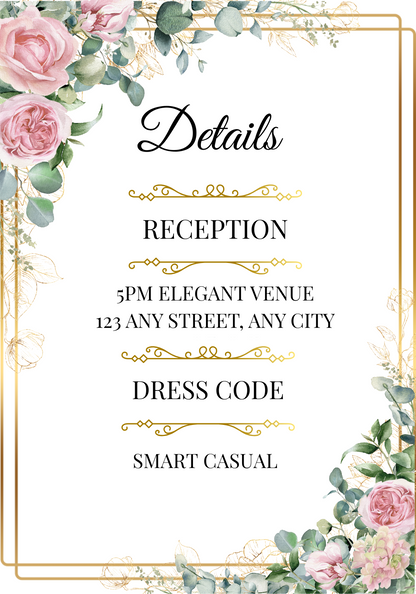 Editable Blush Floral & Gold 4 Piece Wedding Bundle