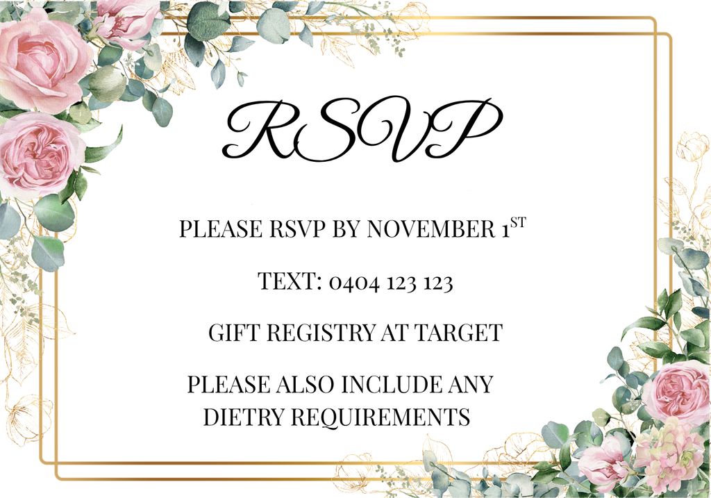 Editable Blush Floral & Gold 4 Piece Wedding Bundle