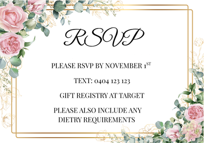 Editable Blush Floral & Gold 4 Piece Wedding Bundle