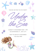 Editable Mermaid & Starfish Themed Birthday Invitation