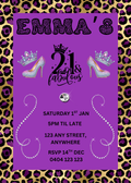 Editable Purple Leopard Print 21st Birthday Invitation