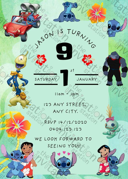 Editable Lilo & Stitch© Birthday Invitation