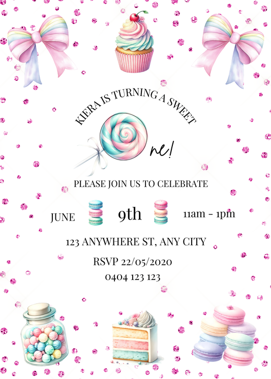 Sweet One! Editable Birthday Invitation