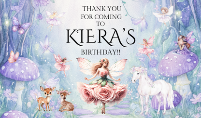 Editable Rose Birthday Fairy Invitation, Bonus Free Gift Tag