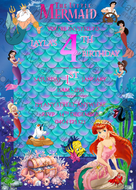 Editable The Little Mermaid™ Birthday Invitation