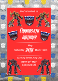 Editable Transformers Birthday Invitation