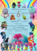 Editable Rainbow-licious Trolls Birthday Invitation™