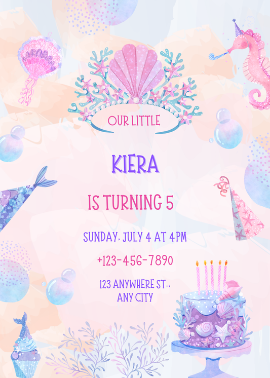 Editable Under The Sea Party Birthday Invitation