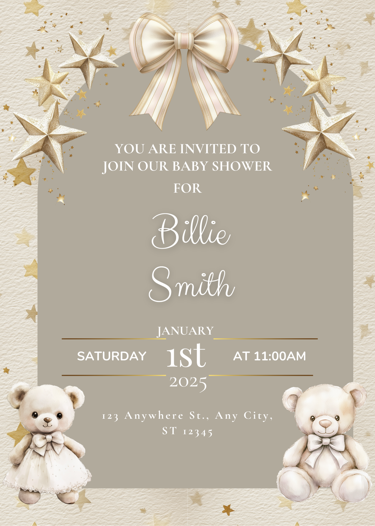 Editable Star Baby Shower Invitation