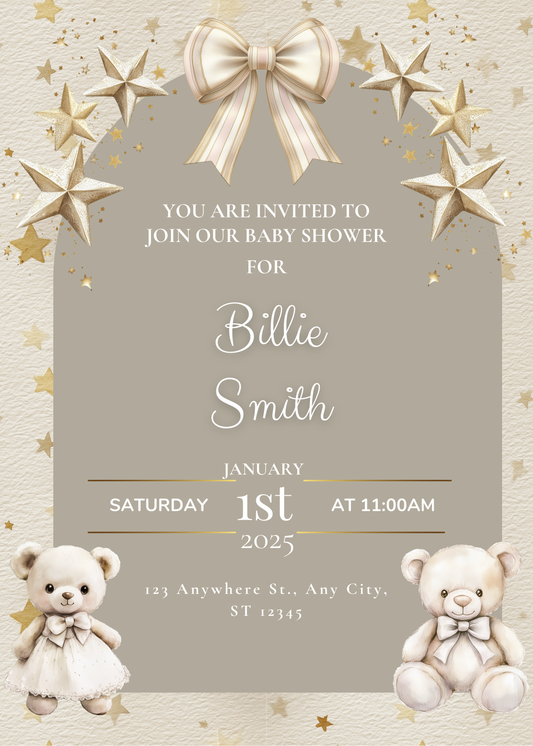 Editable Star Baby Shower Invitation