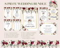 Editable Burgundy Rose 8 Piece Wedding Bundle