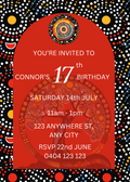 Editable Red Dot Aboriginal Art Birthday Invitation