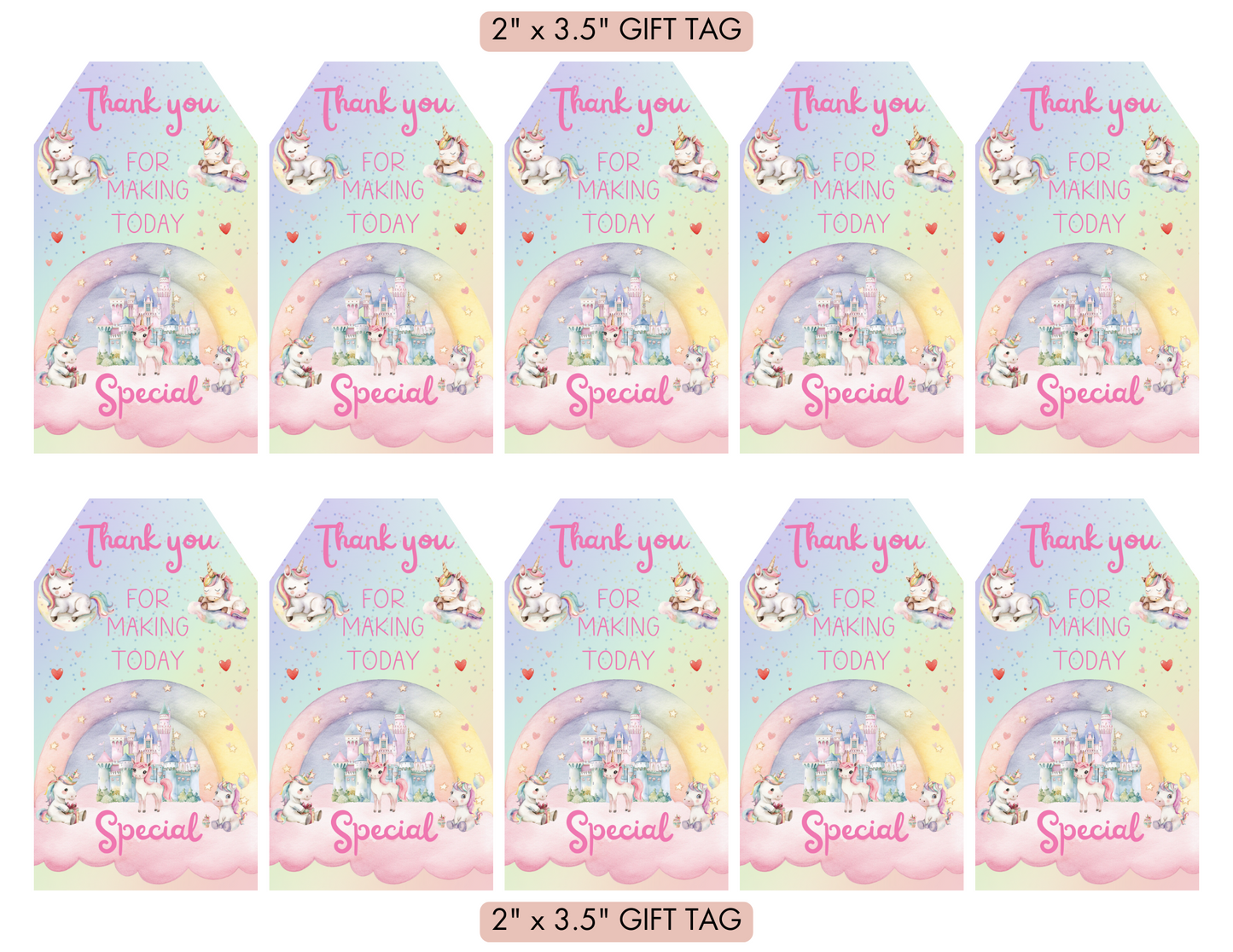 Editable Unicorns on Clouds Birthday Invitation