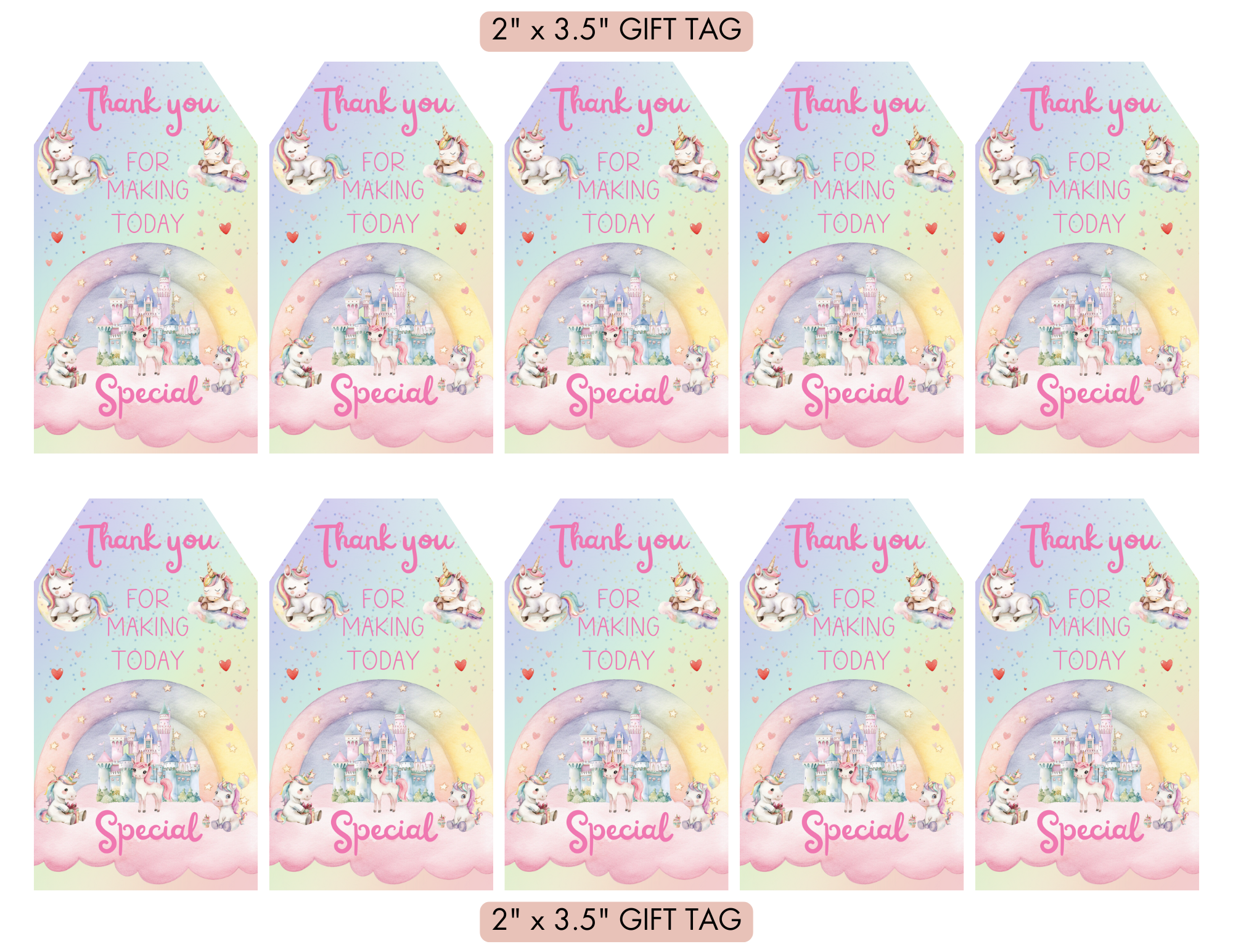 Editable Unicorns on Clouds Birthday Invitation